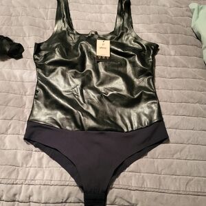 PINSY Vegan Leather High Neck Shapewear Bodysuit